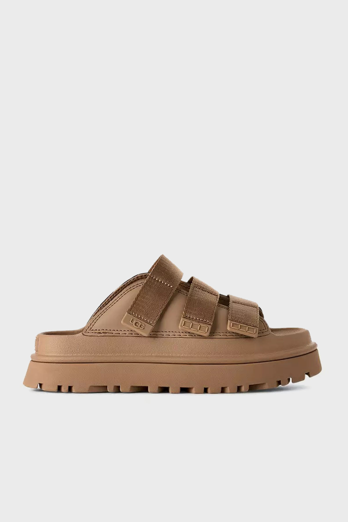 Ugg Logolu 3 Bantlı Cırtlı Kalın Taban Kadın Terlik 1167430 Koyu Kum
