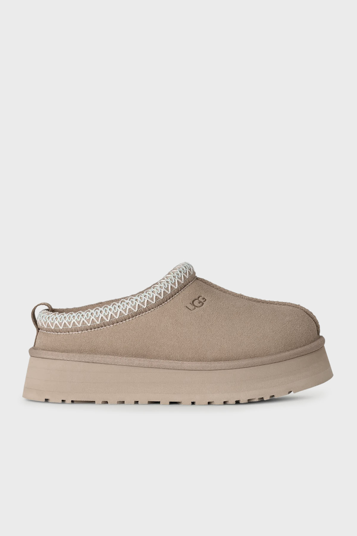 Ugg Logolu Hakiki Deri Platform Taban Yünlü Süet Kadın Terlik 1174471 KUM