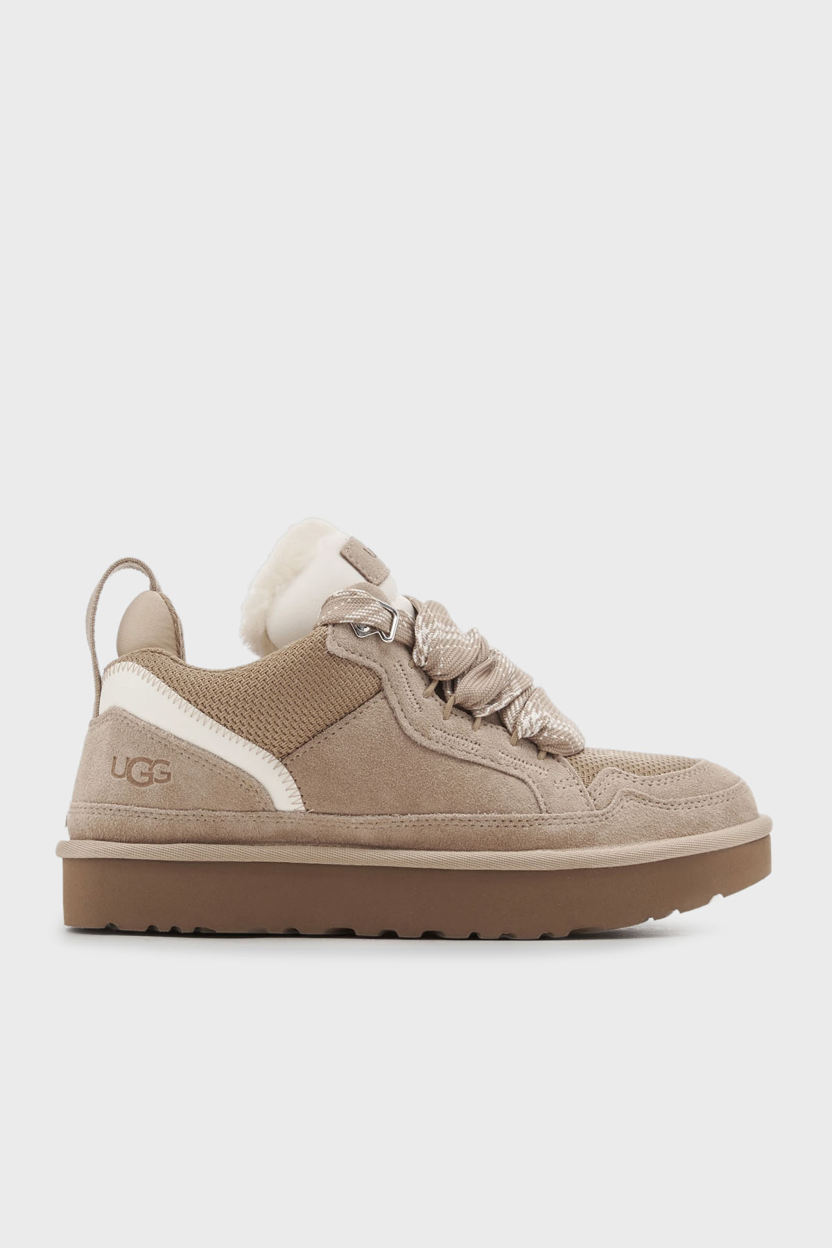 Ugg Logolu Hakiki Deri Yünlü Bilekli Sneaker Kadın Ayakkabı 1144032 KUM
