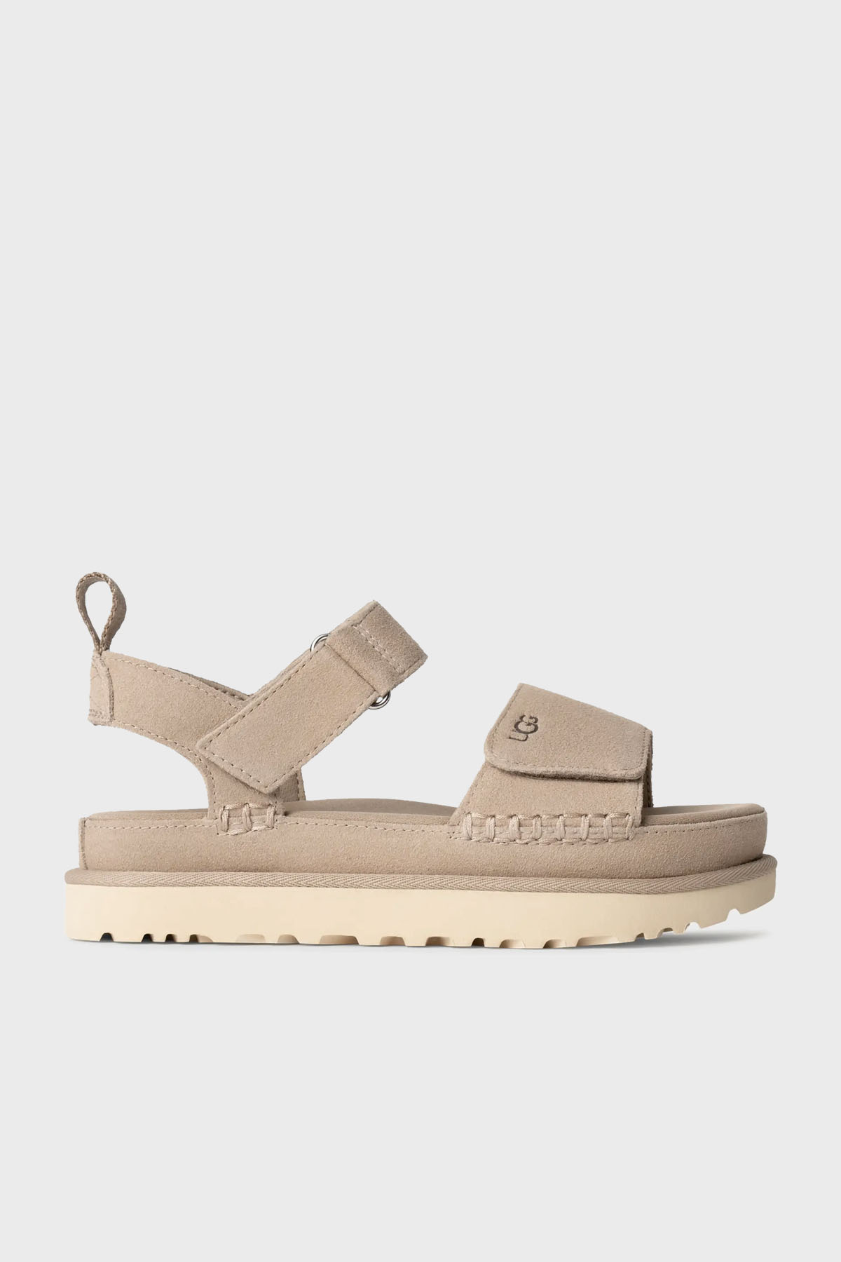 Ugg Logolu Süet Kalın Taban Cırtlı Kadın Sandalet 1136783 BEJ