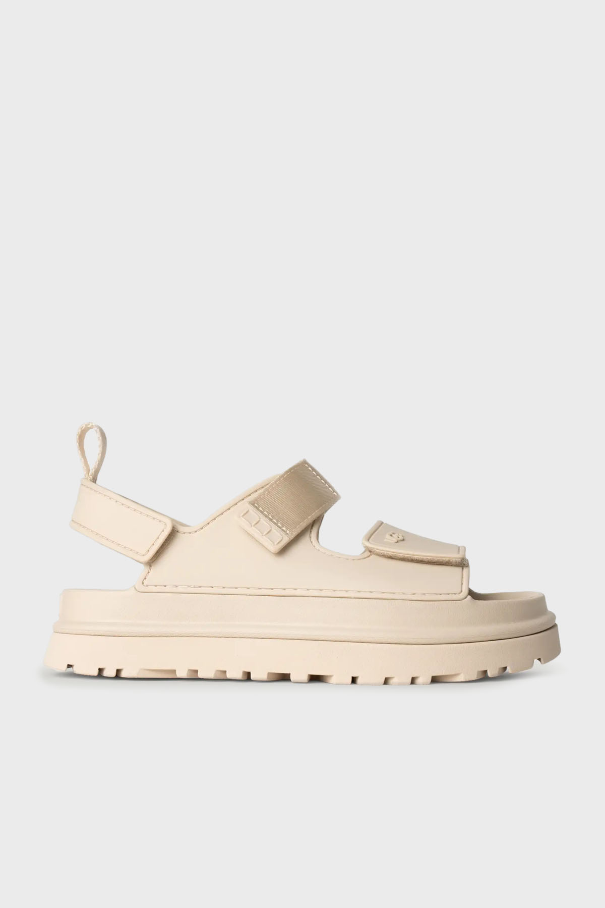 Ugg Logolu Tırtıklı Kalın Taban Cırtlı Kadın Sandalet 1152685 BEJ