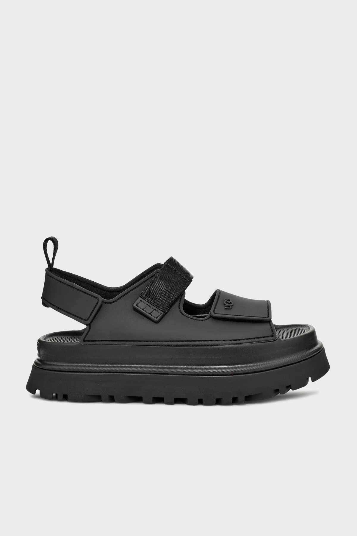 Ugg Logolu Tırtıklı Kalın Taban Cırtlı Kadın Sandalet 1152685 SİYAH