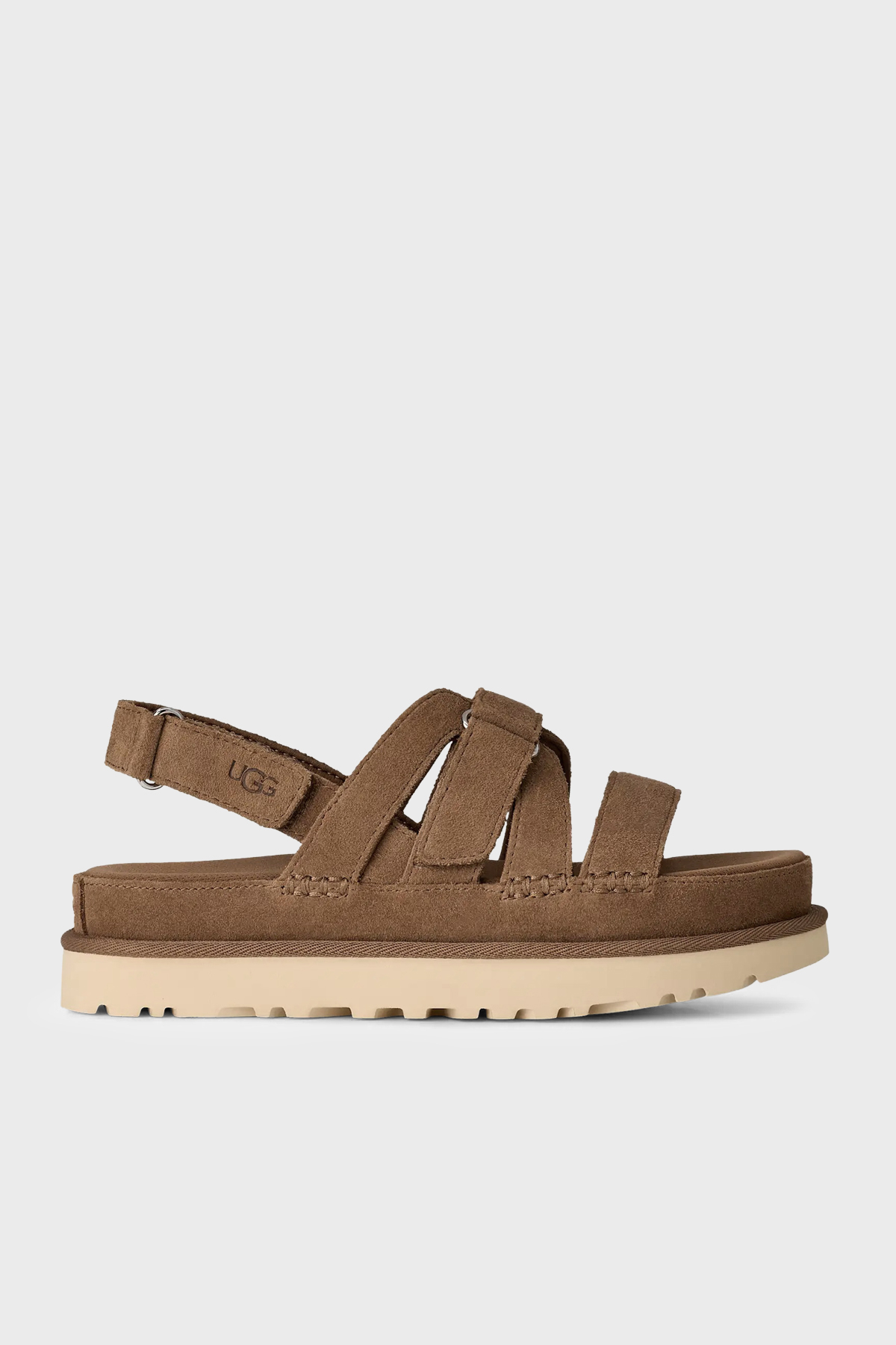 Ugg Süet Kalın Tabanlı Cırt Cırtlı Kadın Sandalet 1175122 TABA
