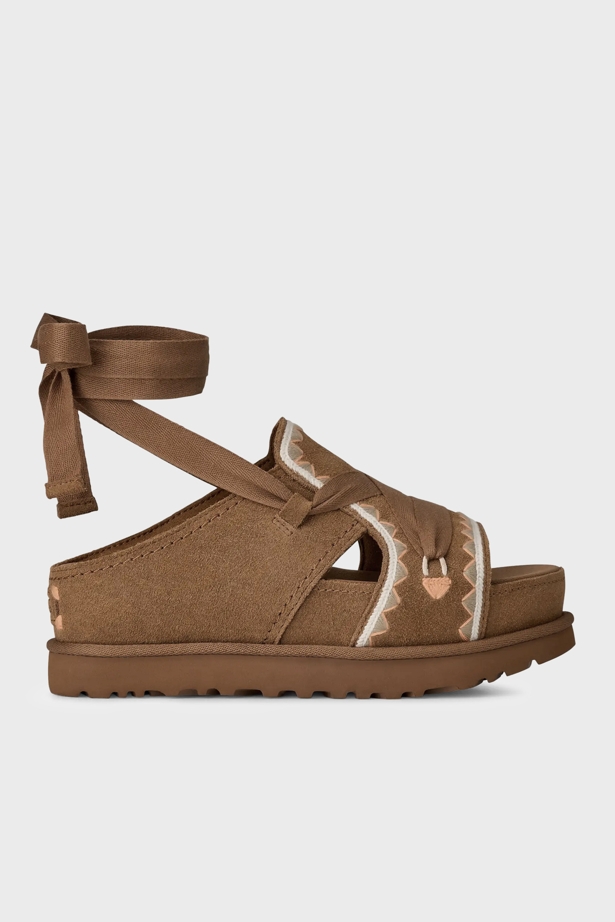 Ugg Süet Nakış Detaylı Bağlamalı Kadın Sandalet 1175133 TABA