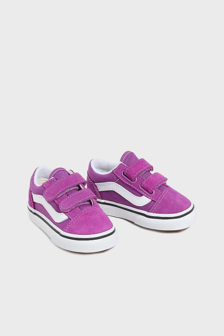 Vans Old Skool V Cırt Cırtlı Süet ve Kanvas Sneaker Unisex Çocuk Ayakkabı VN000CTGE2T1 MOR-BEYAZ - 2