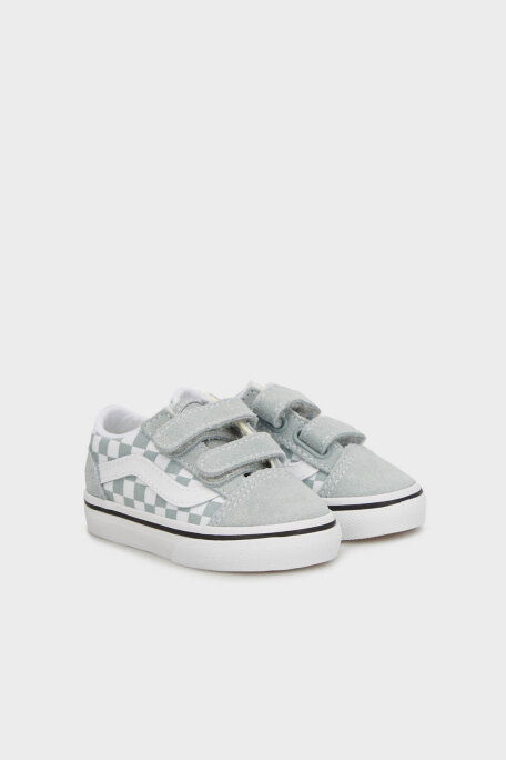 Vans Old Skool V Kareli Süet Sneaker Unisex Çocuk Ayakkabı VN0009RCEPO1 AÇIK YEŞİL-KREM - 2