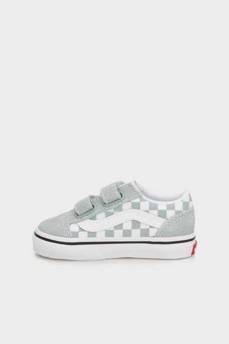 Vans Old Skool V Kareli Süet Sneaker Unisex Çocuk Ayakkabı VN0009RCEPO1 AÇIK YEŞİL-KREM - 3