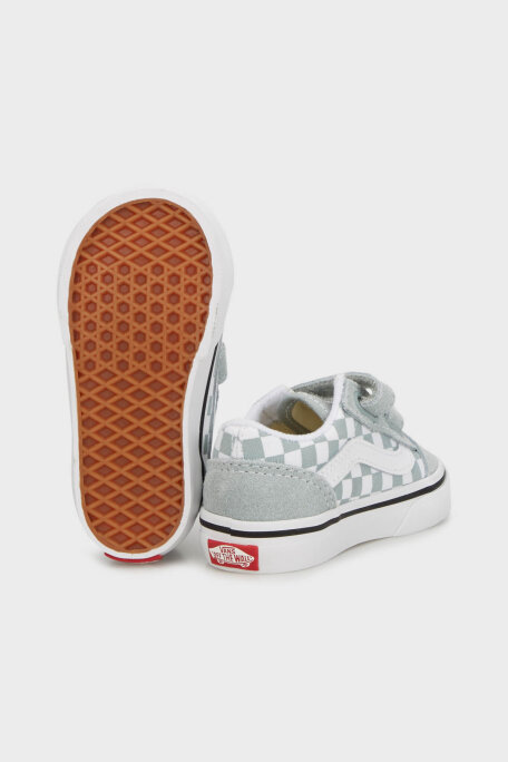 Vans Old Skool V Kareli Süet Sneaker Unisex Çocuk Ayakkabı VN0009RCEPO1 AÇIK YEŞİL-KREM - 4