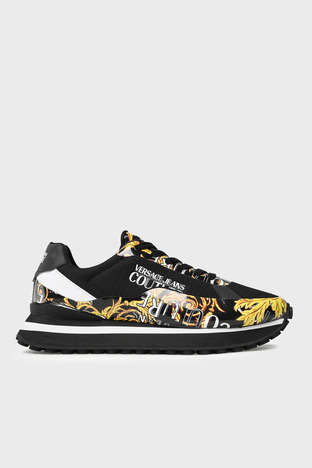 Versace Jeans Couture Barok Desenli Sneaker Erkek Ayakkabı 74YA3SE1 ZS658 G89 SİYAH-GOLD - Versace Jeans Couture