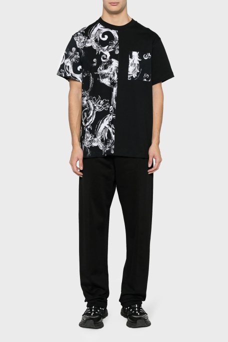 Versace Jeans Couture Desenli Pamuklu Bisiklet Yaka Regular Fit