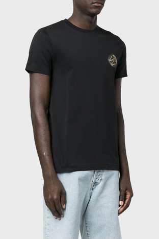 Versace Jeans Couture Logolu Bisiklet Yaka % 100 Pamuk Erkek T Shirt 74GAHY01 CJ00Y 899 SİYAH - Versace Jeans Couture