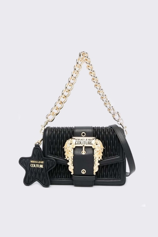 Versace Jeans Couture Logolu Çıkarılabilir Uzatma Askılı Zincirli Bayan Çanta 75VA4BFC ZS818 899 SİYAH - Versace Jeans Couture