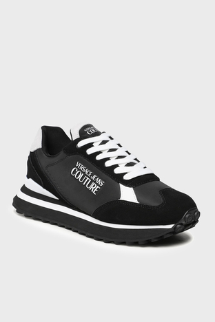 Versace Jeans Couture Logolu Deri Sneaker Erkek Ayakkabı 74YA3SE2 ZP076 L01 SİYAH-BEYAZ - Versace Jeans Couture