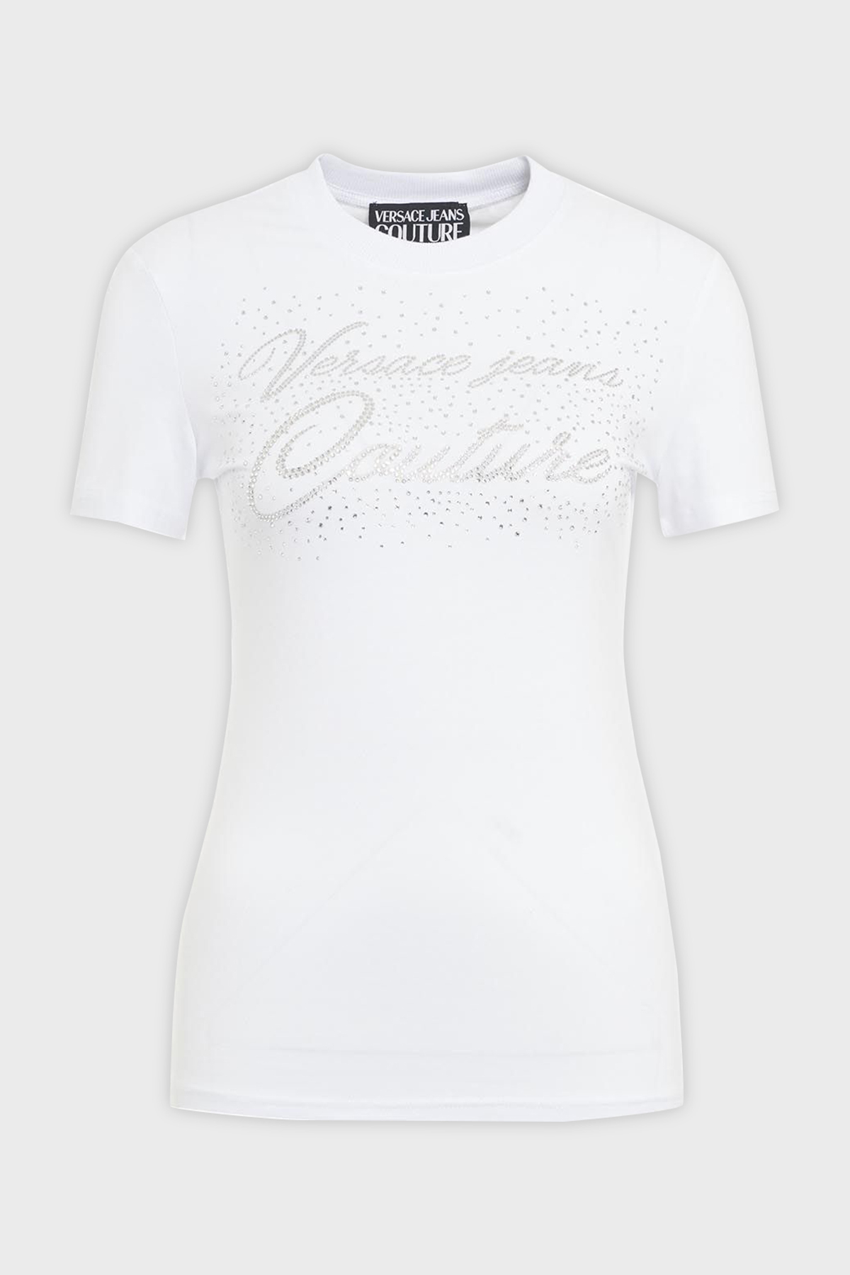 Versace Jeans Couture Logolu Pamuklu Bisiklet Yaka Slim Fit Kadın T Shirt 76HAH6A8 J0020 003 BEYAZ