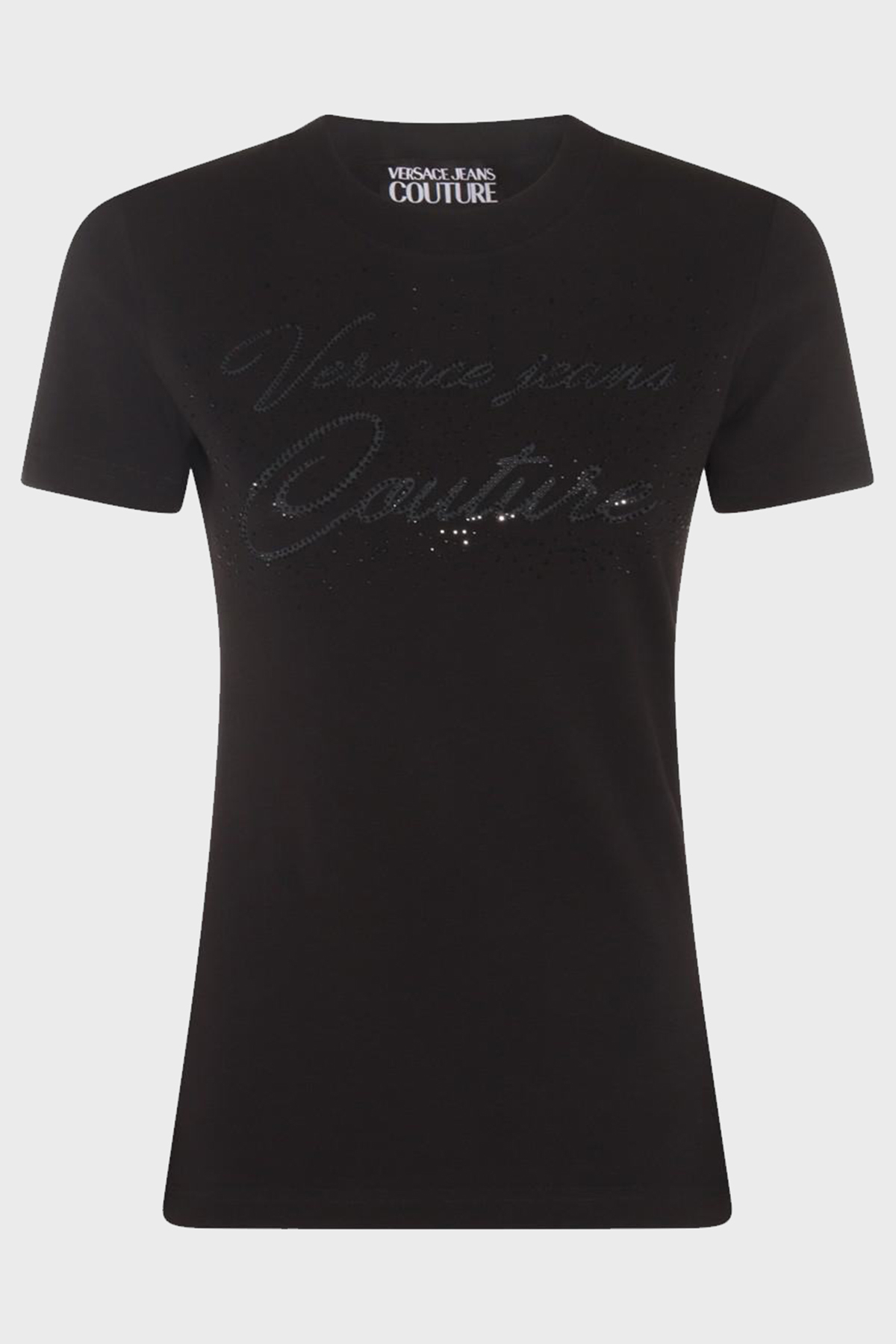 Versace Jeans Couture Logolu Pamuklu Bisiklet Yaka Slim Fit Kadın T Shirt 76HAH6A8 J0020 899 SİYAH