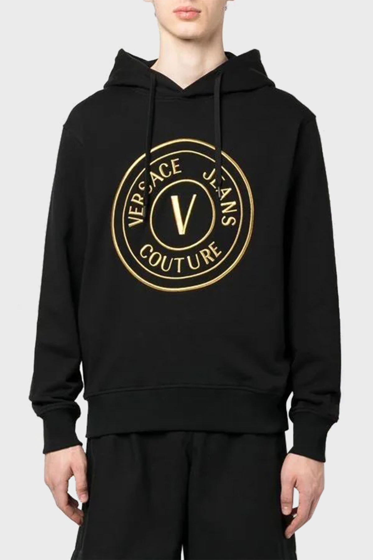 Versace Jeans Couture Pamuklu Loose Fit Kapüşonlu Erkek Sweat 74GAIT05 CF01T G89 SİYAH