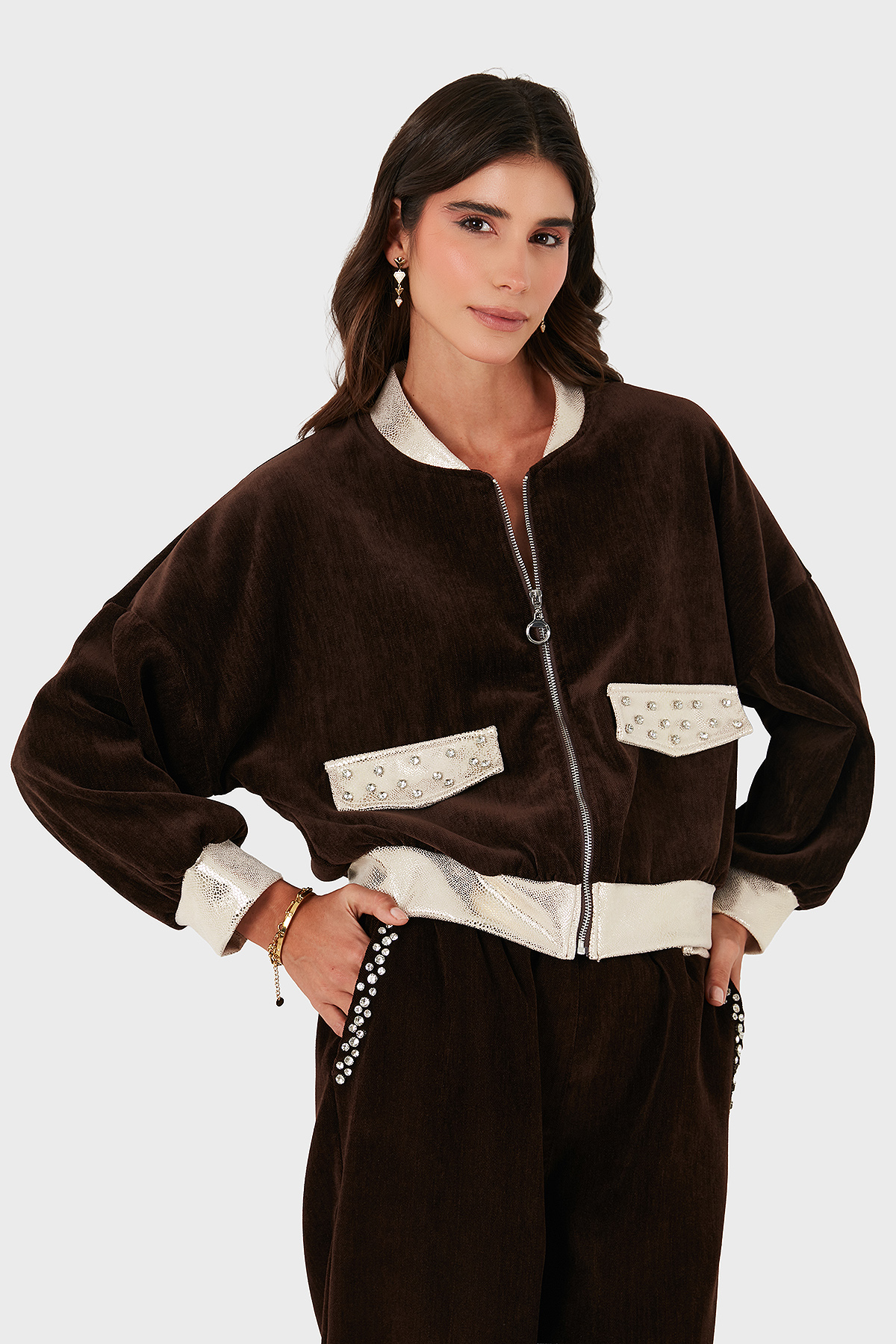 Via Dante Oversize Fit Kolej Yaka Fermuarlı Kadın Ceket 69143940 KAHVE