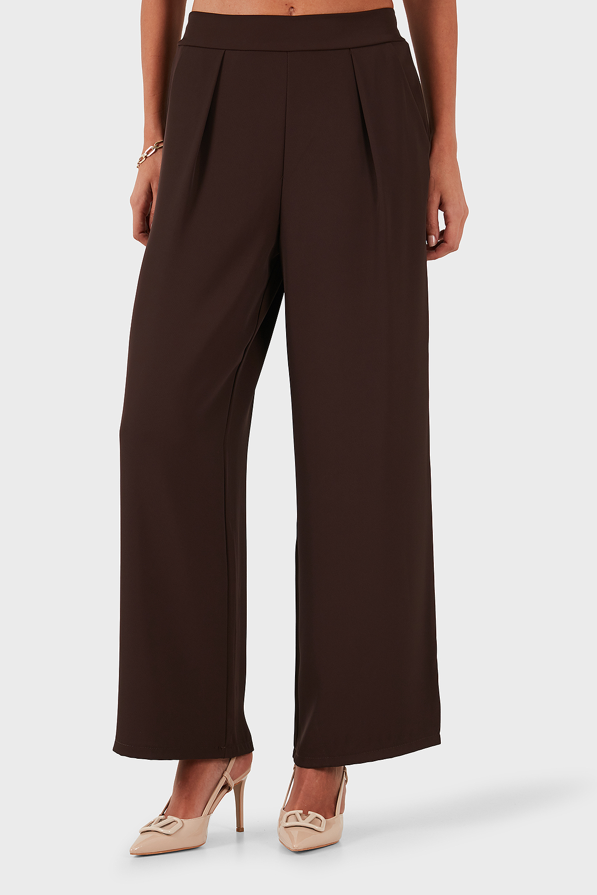 Via Dante Regular Fit Normal Bel Geniş Paça Kadın Pantolon 268755092 KAHVE