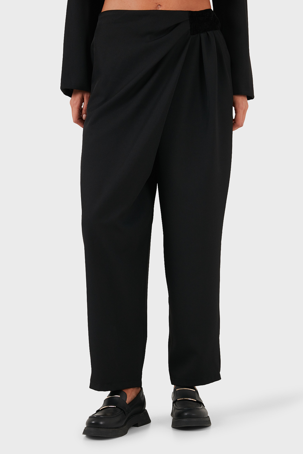 Via Dante Regular Fit Normal Bel Geniş Paça Kadın Pantolon 2687557721 SİYAH