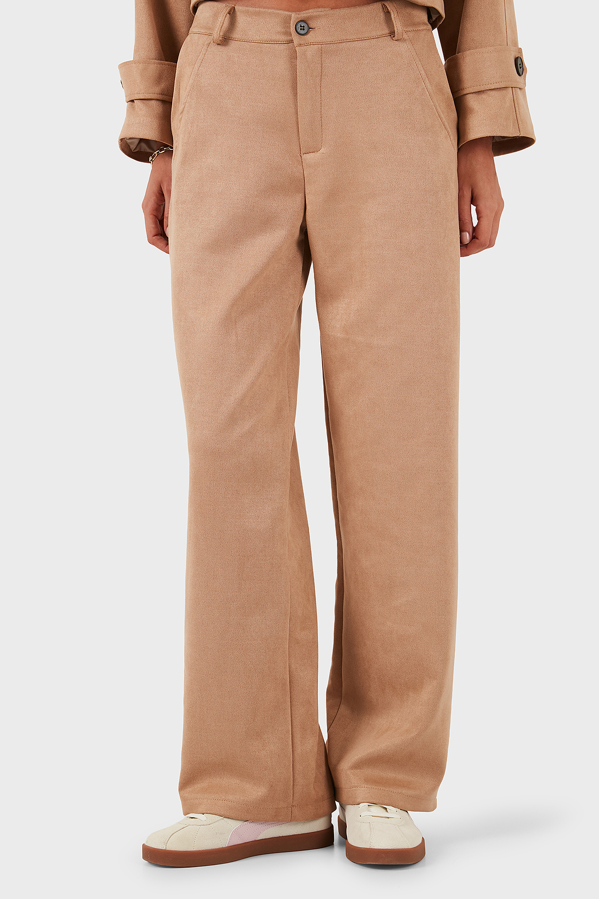 Via Dante Relaxed Fit Normal Gel Geniş Paça Süet Kadın Pantolon 68672644SUEDE BEJ